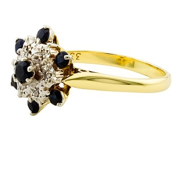 18ct gold Vintage Sapphire/Diamond Cluster Ring size N